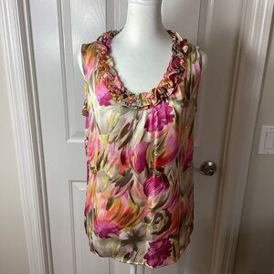 Elementz Ruffled Floral Blouse - Pink and Cream sZ s